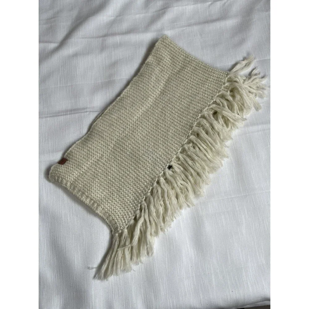 Frye Cable Knit Fringe Scarf In Cream Ivory New